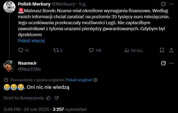 Jean-Pierre Nsame ODPOWIADA na doniesienia Mateusza Borka nt. SWOJEJ PENSJI!